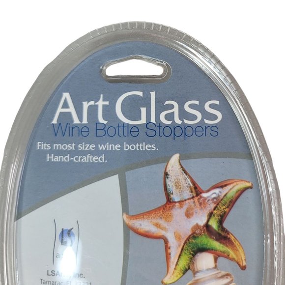 NEW LS Arts Art Glass Wine Bottle Stopper Pearlized Teardrop Leaf Stripes Dots - Picture 5 of 6
